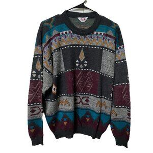 Vintage Paulo Corte Sweater Mens Grandpa Knit Abstract Funky